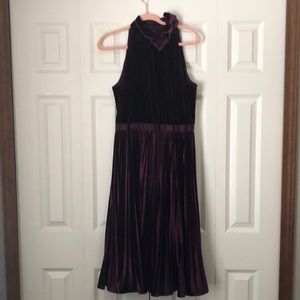 Ted baker size 4 burgundy purple dress velvet with bow like a size 10ish US